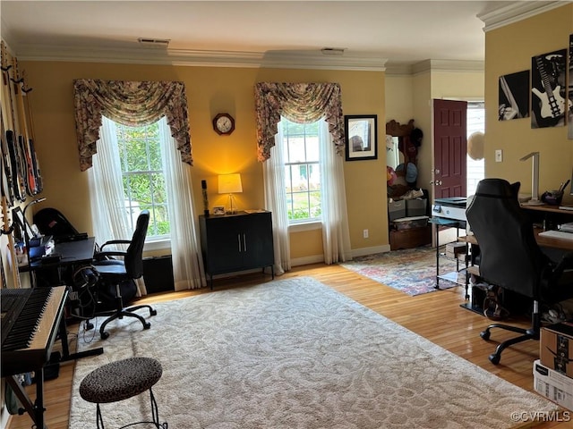15023 Manor Gate Ct, Midlothian, VA 23112 - office featuring wood finished floors, ornamental molding, and baseboards