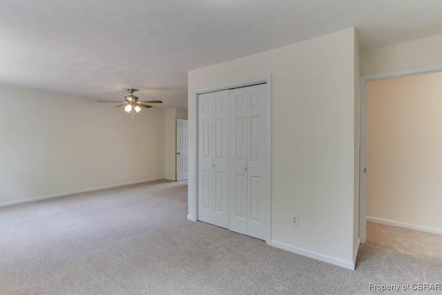 205 Captains Ct, Hampton, VA 23669 - unfurnished bedroom with light colored carpet, baseboards, a closet, and ceiling fan