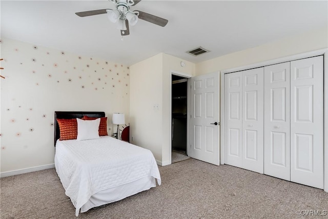 12321 Boxford Ln, Chesterfield, VA 23114 - bedroom with carpet floors, baseboards, a closet, and ceiling fan