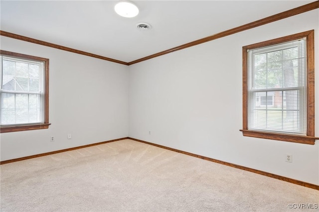 7708 Walnut Cir, Quinton, VA 23141 - unfurnished room featuring light carpet, baseboards, and ornamental molding