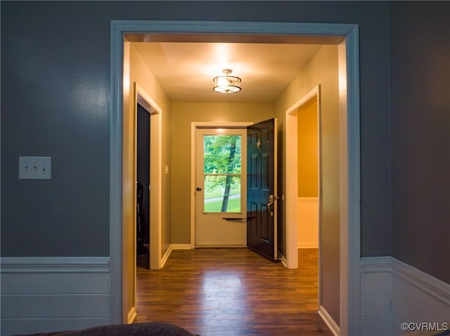 3539 Spring Meadow Pl, Prince George, VA 23860 - entrance foyer featuring dark wood-style flooring and a wainscoted wall