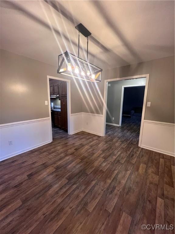 3539 Spring Meadow Pl, Prince George, VA 23860 - unfurnished dining area featuring a chandelier and dark wood-style flooring