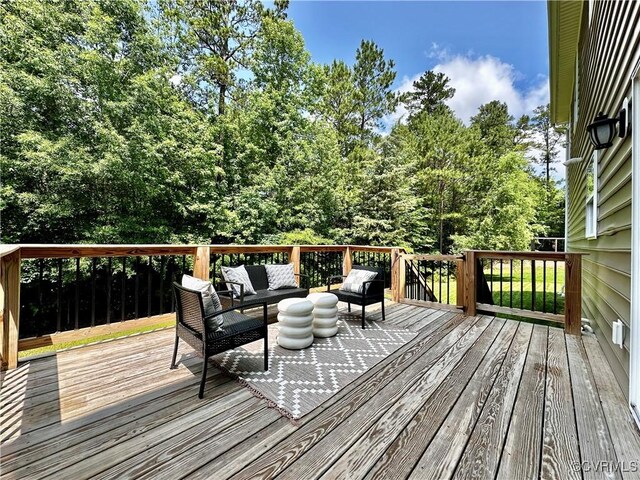 11706 Black Alder Dr, Moseley, VA 23120 - wooden terrace featuring an outdoor living space