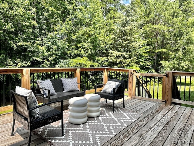 11706 Black Alder Dr, Moseley, VA 23120 - wooden deck featuring an outdoor living space