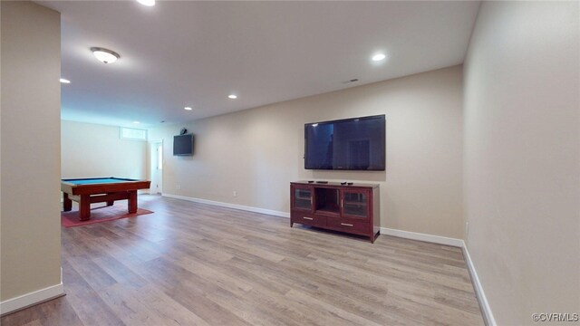 11706 Black Alder Dr, Moseley, VA 23120 - rec room with pool table, wood finished floors, recessed lighting, and baseboards