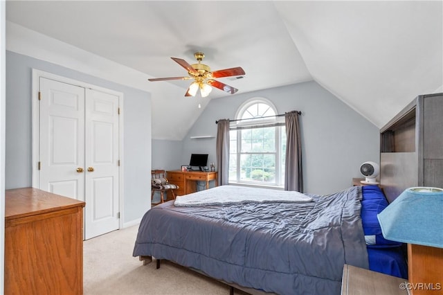 8940 Kings Charter Dr, Hanover, VA 23116 - carpeted bedroom featuring lofted ceiling and a ceiling fan