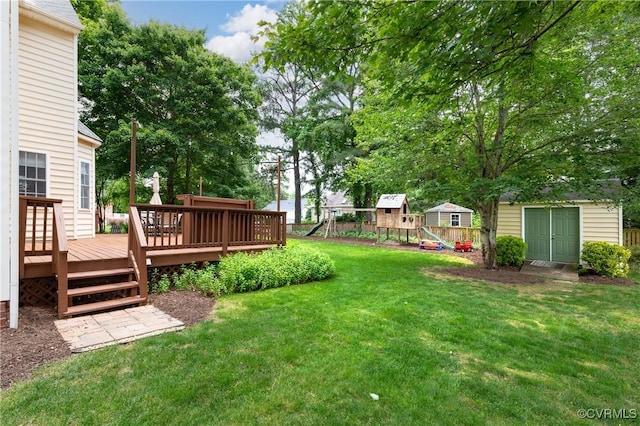 8940 Kings Charter Dr, Hanover, VA 23116 - view of yard featuring a playground, a deck, and an outdoor structure