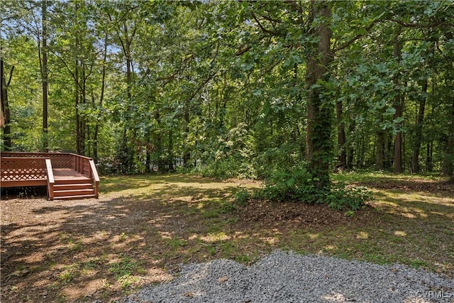 10780 Winchester Dr, Amelia Courthouse, VA 23002 - view of yard with a deck and a forest view