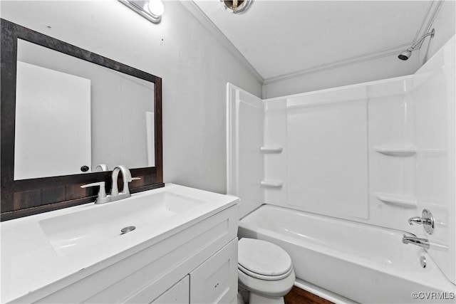 10780 Winchester Dr, Amelia Courthouse, VA 23002 - full bathroom with vanity, tub / shower combination, and crown molding