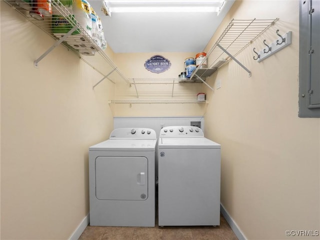 8525 Mark Lawn Dr, Henrico, VA 23229 - laundry area featuring independent washer and dryer and electric panel