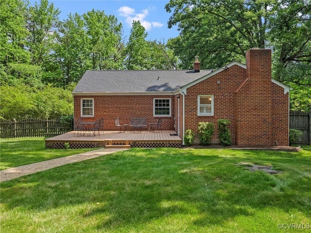 8525 Mark Lawn Dr, Henrico, VA 23229 - view of front of property featuring a chimney, brick siding, a deck, and roof with shingles