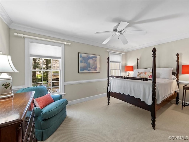 9606 Carterwood Rd, Henrico, VA 23229 - bedroom with carpet flooring, crown molding, and ceiling fan