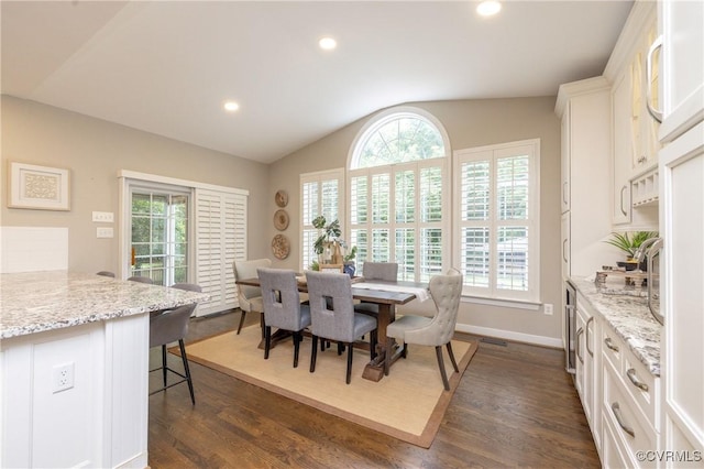 14006 Riverdowns N Mews, Midlothian, VA 23113 - dining area with plenty of natural light, lofted ceiling, dark wood-type flooring, and recessed lighting