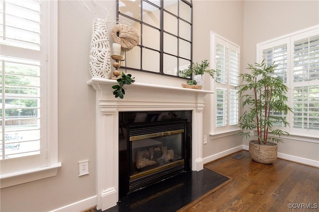 14006 Riverdowns N Mews, Midlothian, VA 23113 - detailed view of a glass covered fireplace, wood finished floors, and baseboards