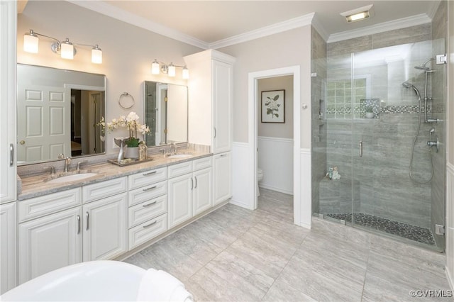 14006 Riverdowns N Mews, Midlothian, VA 23113 - full bath with a shower stall, double vanity, ornamental molding, and toilet