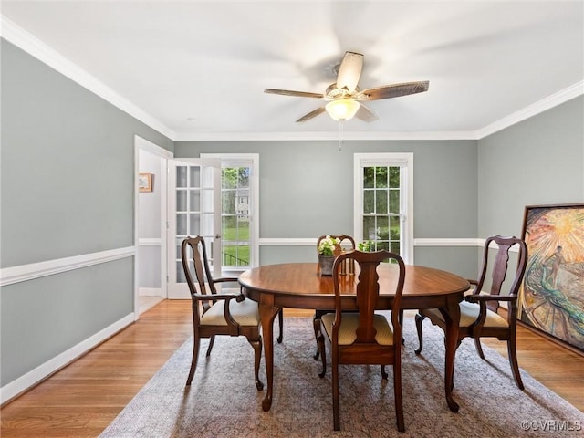 1125 Royal Ridge Rd, Chesterfield, VA 23114 - dining room featuring wood finished floors, crown molding, and ceiling fan