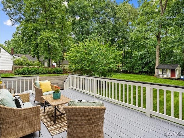 1125 Royal Ridge Rd, Chesterfield, VA 23114 - wooden terrace featuring a lawn and a storage unit