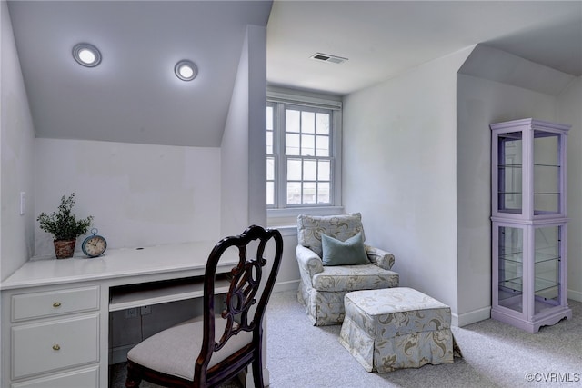2520 Nathaniell Powell Rd, Williamsburg, VA 23185 - carpeted office featuring lofted ceiling and built in desk