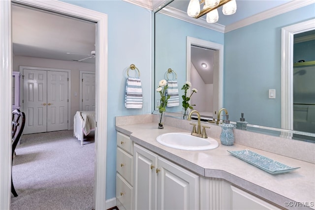 2520 Nathaniell Powell Rd, Williamsburg, VA 23185 - bathroom with vanity, crown molding, and ensuite bath
