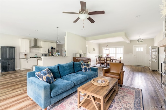 12025 Autumn Knoll Dr, Mechanicsville, VA 23116 - living area with light wood-type flooring and a ceiling fan