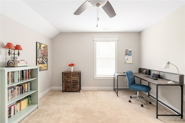 12025 Autumn Knoll Dr, Mechanicsville, VA 23116 - office space with carpet flooring, a ceiling fan, and vaulted ceiling
