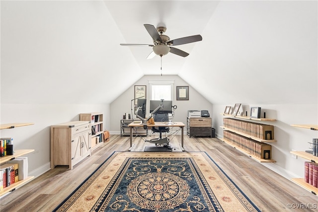 12025 Autumn Knoll Dr, Mechanicsville, VA 23116 - office featuring light wood-type flooring, a ceiling fan, and lofted ceiling