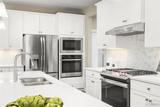 14413 Reisen Ln, Chester, VA 23831 - kitchen featuring stainless steel appliances, under cabinet range hood, tasteful backsplash, and light countertops