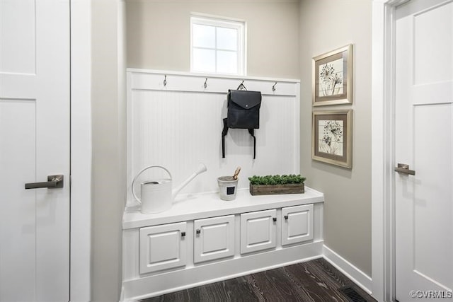 14413 Reisen Ln, Chester, VA 23831 - mudroom with dark wood-type flooring and baseboards