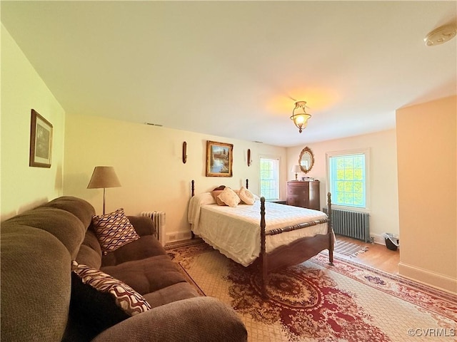 12509 Sam Snead Hwy, Warm Springs, VA 24484 - bedroom featuring radiator, wood finished floors, and baseboards