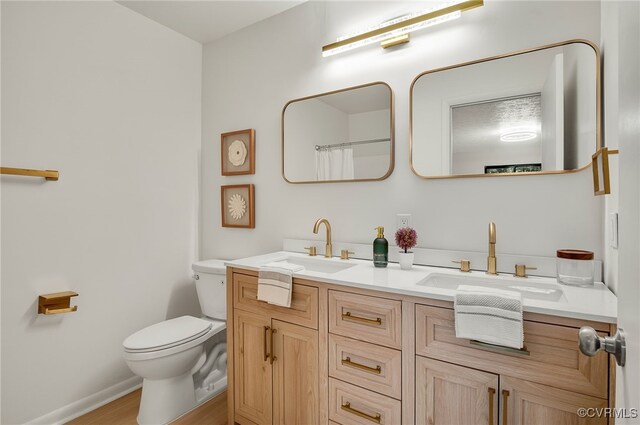 2106 Turtle Run Dr Unit 3, Henrico, VA 23233 - full bath with toilet, double vanity, baseboards, and a shower with curtain