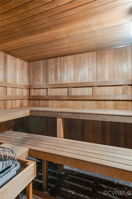 2106 Turtle Run Dr Unit 3, Henrico, VA 23233 - relaxing sauna featuring wood ceiling and wooden walls