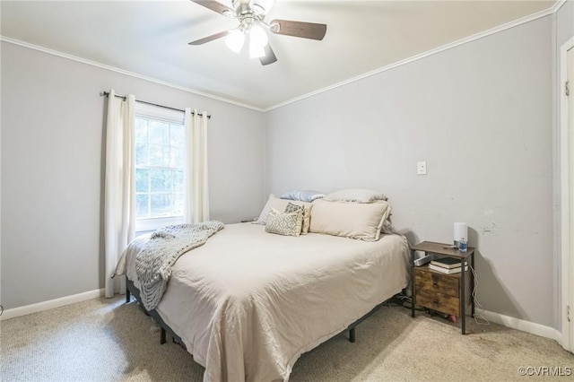 2301 White Chapel Rd, Lancaster, VA 22503 - bedroom with crown molding, light colored carpet, and a ceiling fan