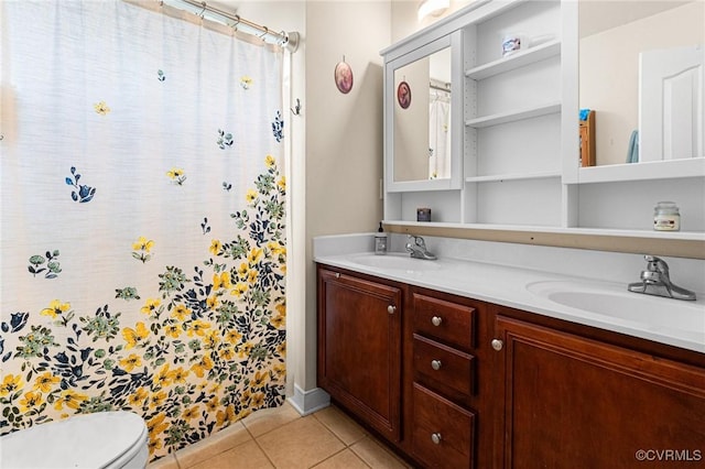 3321 Ceres Rd, Henrico, VA 23294 - full bathroom featuring tile patterned flooring, double vanity, and curtained shower