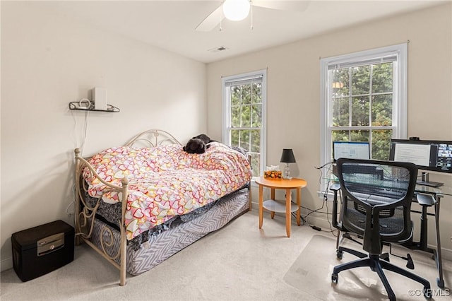 3321 Ceres Rd, Henrico, VA 23294 - bedroom with carpet floors, an office area, and a ceiling fan