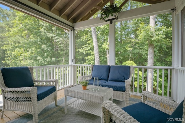 15942 Fishers Green Dr, Chesterfield, VA 23832 - sunroom featuring an outdoor hangout area, vaulted ceiling, and healthy amount of natural light
