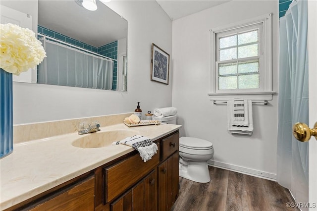4337 Collingswood Dr, Chesterfield, VA 23832 - bathroom featuring vanity, wood finished floors, a shower with shower curtain, and heating unit