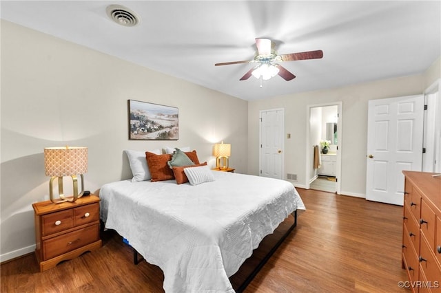 4337 Collingswood Dr, Chesterfield, VA 23832 - bedroom with wood finished floors, ensuite bath, and a ceiling fan