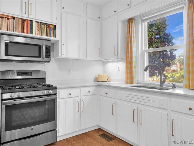110 Gatewood Ave, Crewe, VA 23930 - kitchen featuring appliances with stainless steel finishes, light countertops, healthy amount of natural light, and a sink