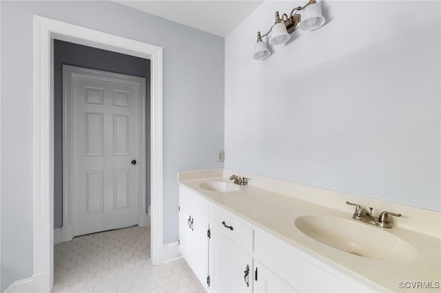 211 Bollingbrook Ct, Chesterfield, VA 23236 - bathroom featuring baseboards, tile patterned flooring, and double vanity