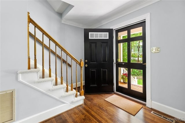 211 Bollingbrook Ct, Chesterfield, VA 23236 - entrance foyer featuring stairs, crown molding, and wood finished floors