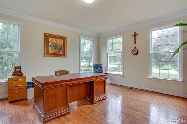1306 Bach Ter, Chesterfield, VA 23114 - home office featuring plenty of natural light, light wood-style floors, and ornamental molding
