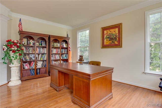 1306 Bach Ter, Chesterfield, VA 23114 - home office featuring healthy amount of natural light, light wood finished floors, crown molding, and baseboards