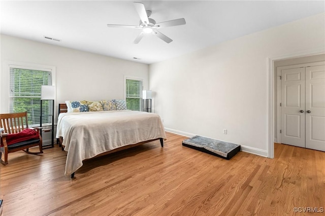 216 Edwin Cir, Aylett, VA 23009 - bedroom with light wood-style flooring, baseboards, and ceiling fan