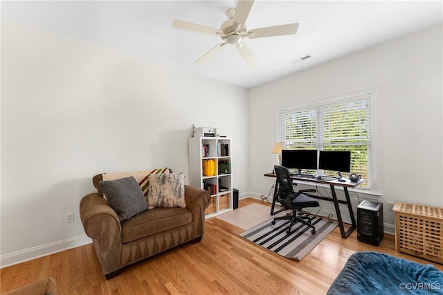 216 Edwin Cir, Aylett, VA 23009 - office space featuring baseboards, light wood-style flooring, and ceiling fan