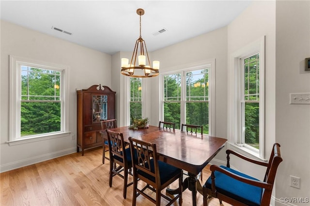 216 Edwin Cir, Aylett, VA 23009 - dining area featuring a chandelier, light wood-style floors, and baseboards