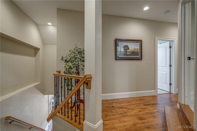 12700 Dell Hill Ct, Chester, VA 23831 - corridor featuring an upstairs landing, wood finished floors, recessed lighting, and baseboards
