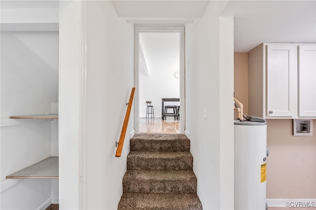 6124 Manuel Ct, Chesterfield, VA 23234 - stairs featuring water heater and baseboards