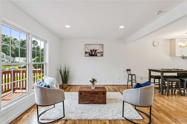 6124 Manuel Ct, Chesterfield, VA 23234 - living room with light wood-type flooring, a chandelier, baseboards, and recessed lighting