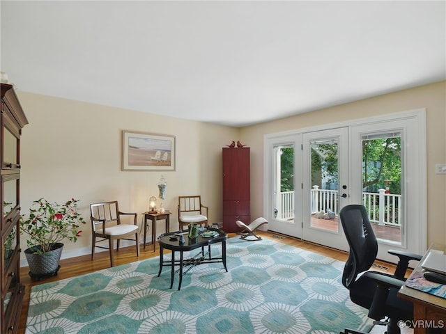 12503 Winchester Green Ct, Henrico, VA 23233 - office area with french doors and wood finished floors