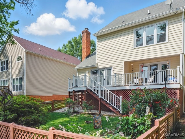 12503 Winchester Green Ct, Henrico, VA 23233 - rear view of property featuring stairway, a deck, and a chimney